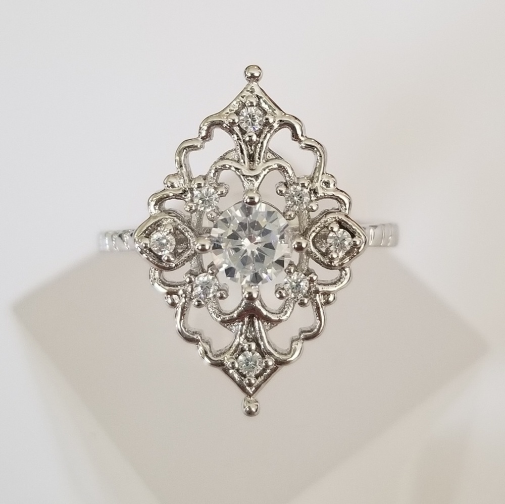 18k Over Sterling Antique Style Ring